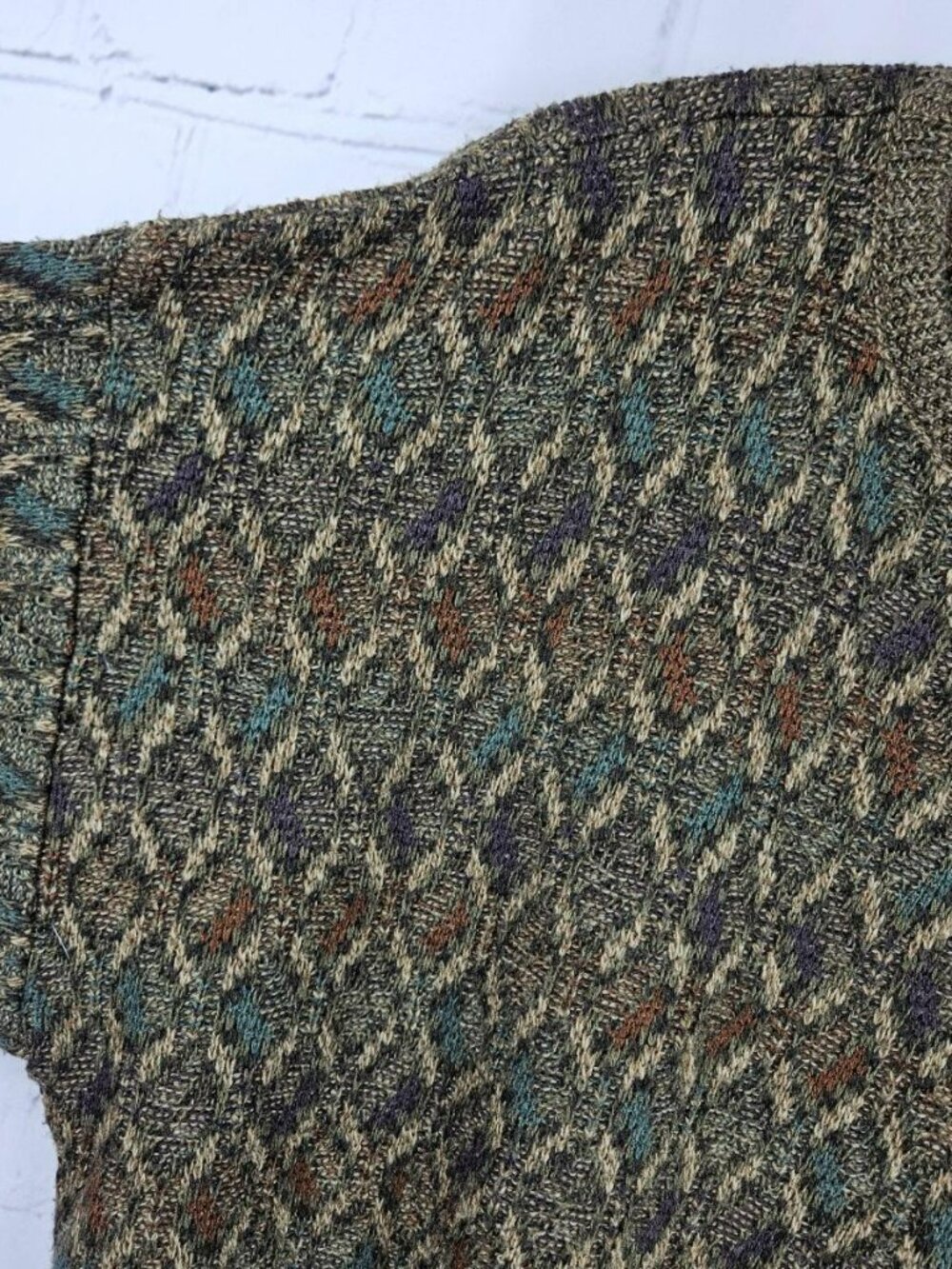 Gianfranco Ruffini Italy Large Multicolor Acrylic Sweater Mens Brown Y2K Style - Picture 4 of 11